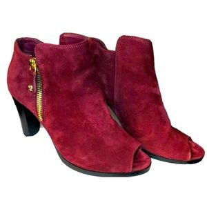 Wine Red Suede Bootie Boots Womens Sz 5.5